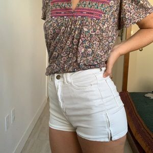 High waisted side zipper shorts